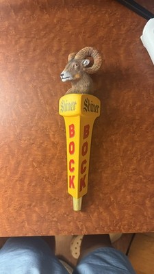 Shiner Bock Ram's head figural yellow Beer Tap Handle man cave