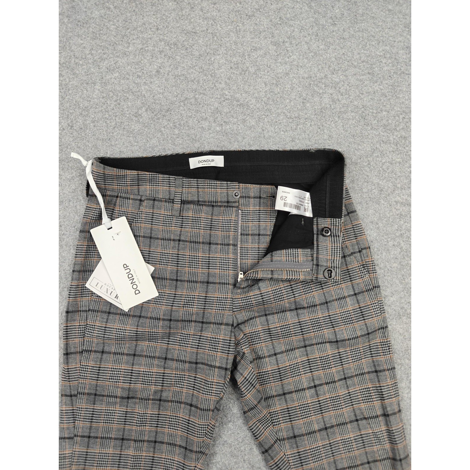 Dondup Pants Mens 29x30 Gray Gaubert Plaid Tweed Stretch Cotton Made Italy New image 3