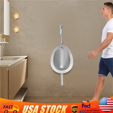 Oval Silver Stainless Steel Wall-Mounted Urinal with Automatic Sensing