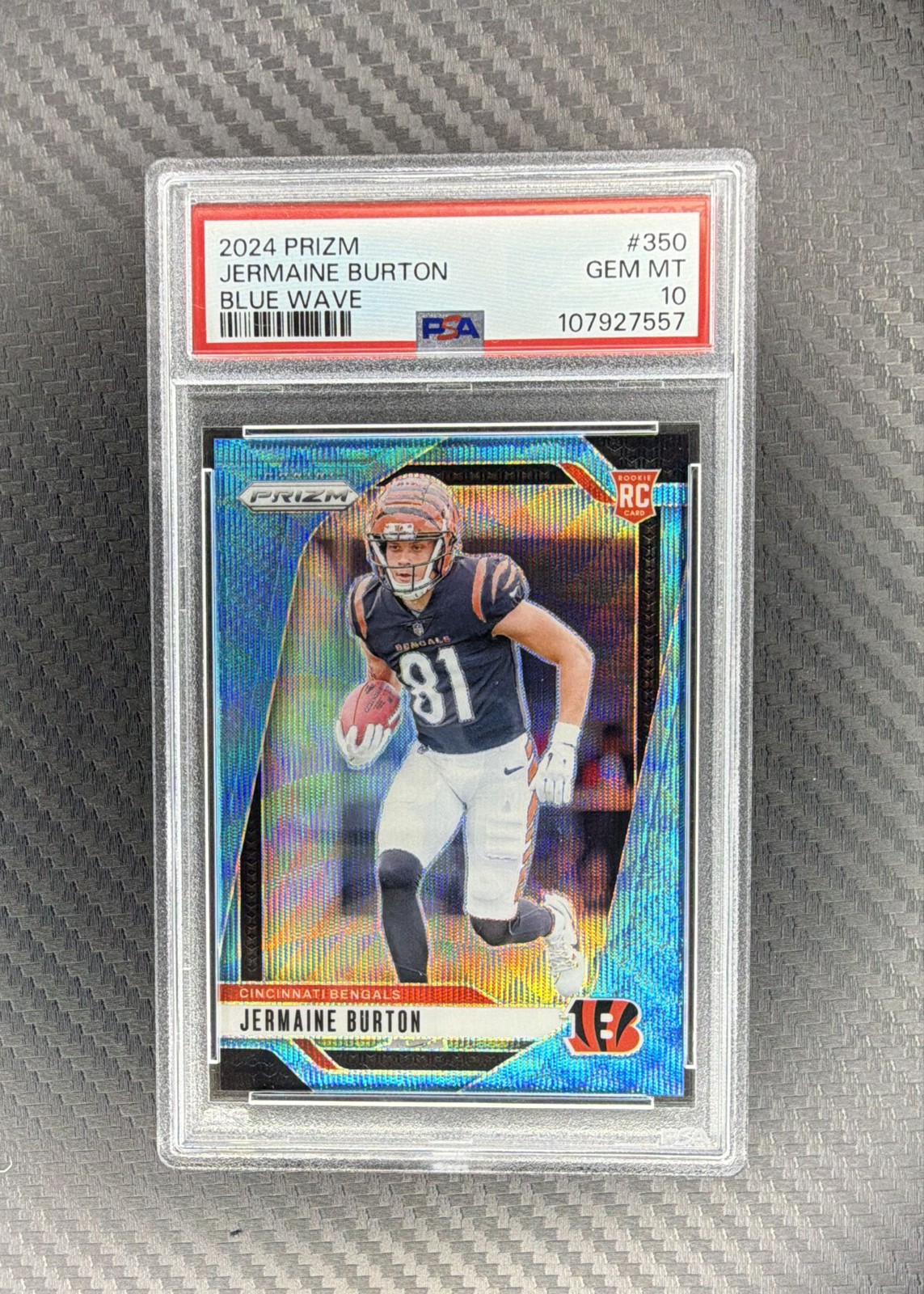 2024 Panini Prizm - Rookies Jermaine Burton #350 Blue Wave Prizm /230 RC PSA 10