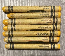 Seven Vintage Dandelion Yellow Crayola Crayons Discontinued Used Made In USA