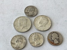 1936-64 Washington Quarters-Kennedy Half Dollars $2.00 Face Value 90% Silver