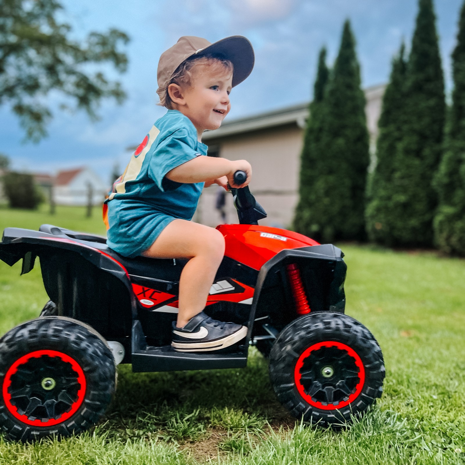 4 Wheeler for Kids, Electric ATV, with Music for 3-5 Years Old, Red