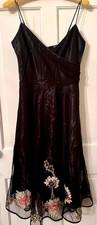 Vtg Betsey Johnson New York Black Tulle Mid Length Tea Dress Embroidered 6 S