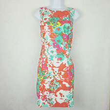 Alyx Sheath Dress Women's Size 8 Multicolor Floral Sleeveless Stretch Career Zip