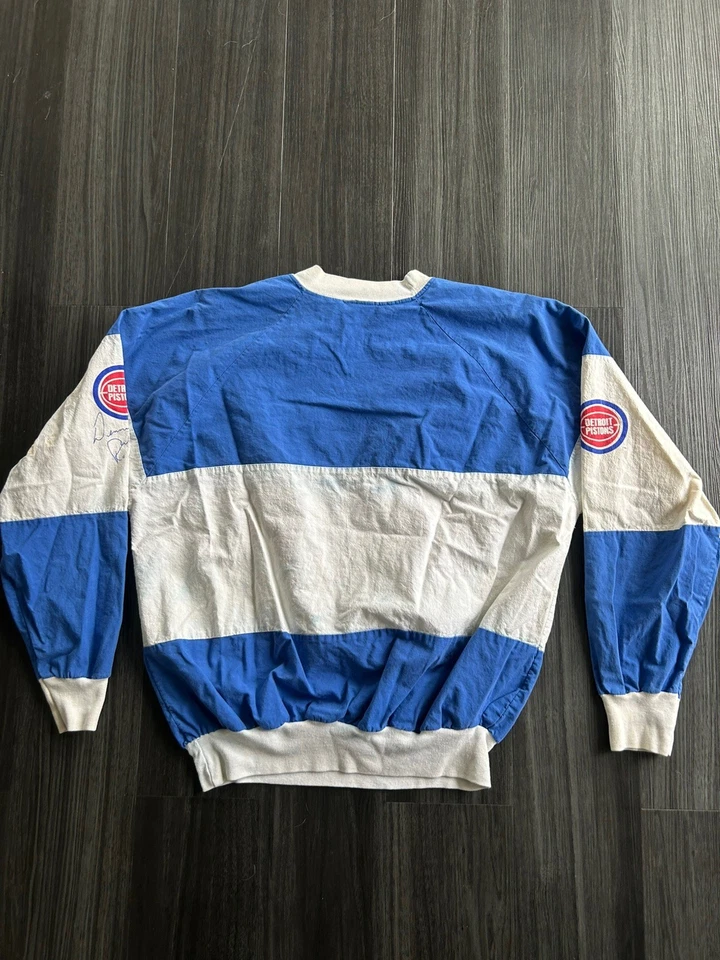 Camisa De Colección Años 90 Detroit Pistons Dennis Rodman Bad Boys Rayas NBA Azul Nuez moscada Foto 2 de 4