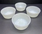 Vtg Anchor Hocking Fire King White Milk Glass Prep Bowls Ramekins 3.5" DIA Set 4