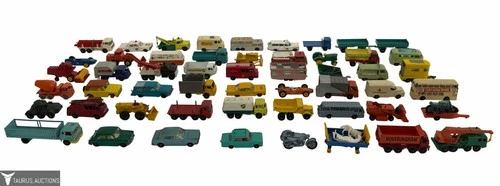 Vintage 1960s Lesney Matchbox 1:64 Diecast Toy Car Lot of 55 in Case