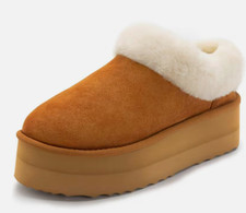 Plateau Slipper Kunst Fell Boots Innen & Außen Gr 40,5 , braun