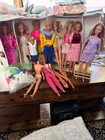 Lot Vintage 70s 80s Barbie Dolls Clothing Case Accessories.