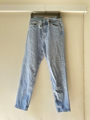 ZARA Trafaluc Women's Light Wash Blue Straight Jeans Drawstring 5-Pocket 34