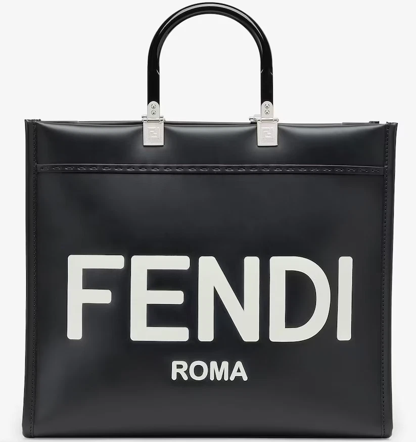 NEW FENDI Sunshine Shopper Tote Medium Black White Shoulder Bag Purse NWT  $3100