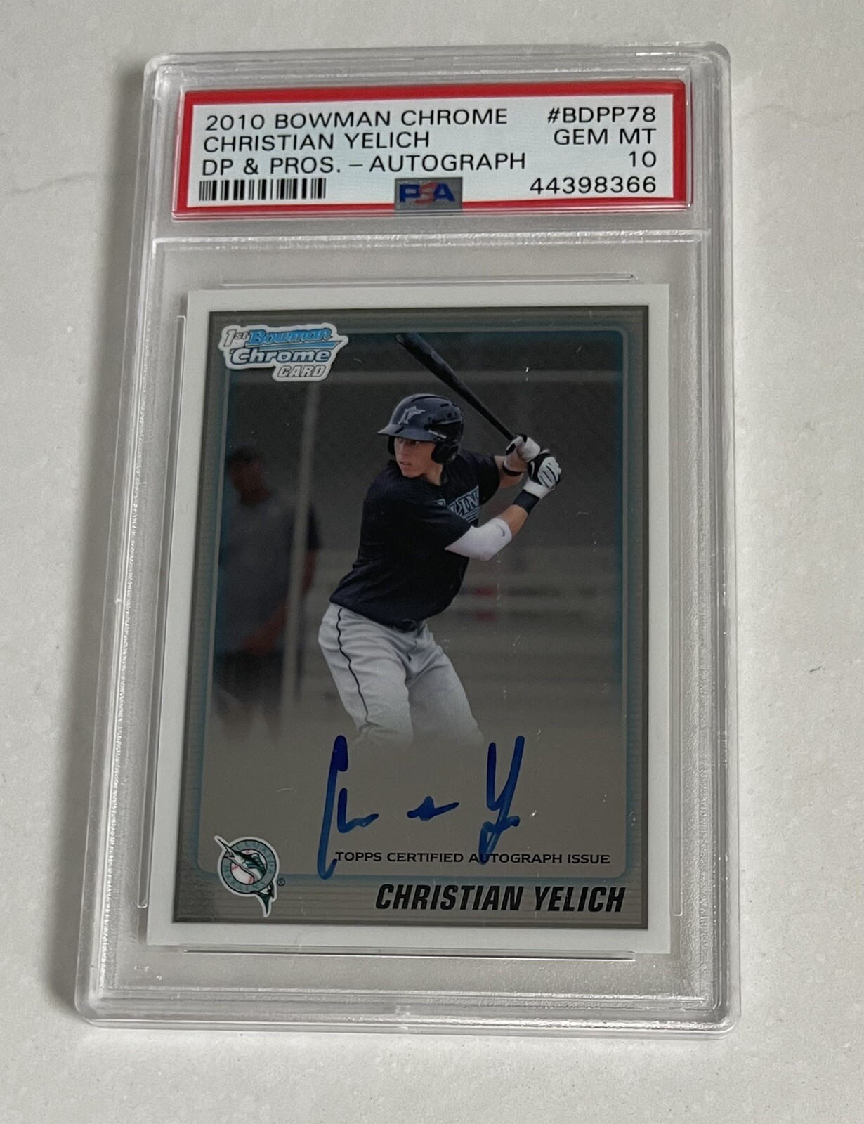 2010 Bowman Chrome Draft Picks And Prospects Christian Yelich Autograph PSA 10
