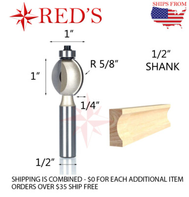 Tideway PRO LC15041608 1'' Long 5/8'' RAD Edge Flute 1/2'' shank router bit