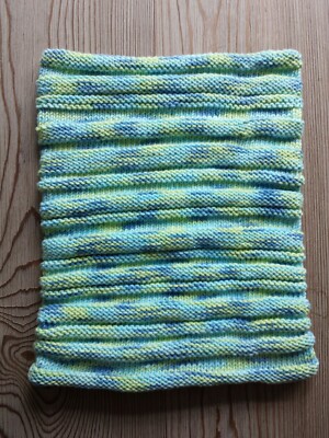 Loop Rundschal, Schlauchschal, blau gelb bunt, ohne Naht, 100% Baumwolle 22×28