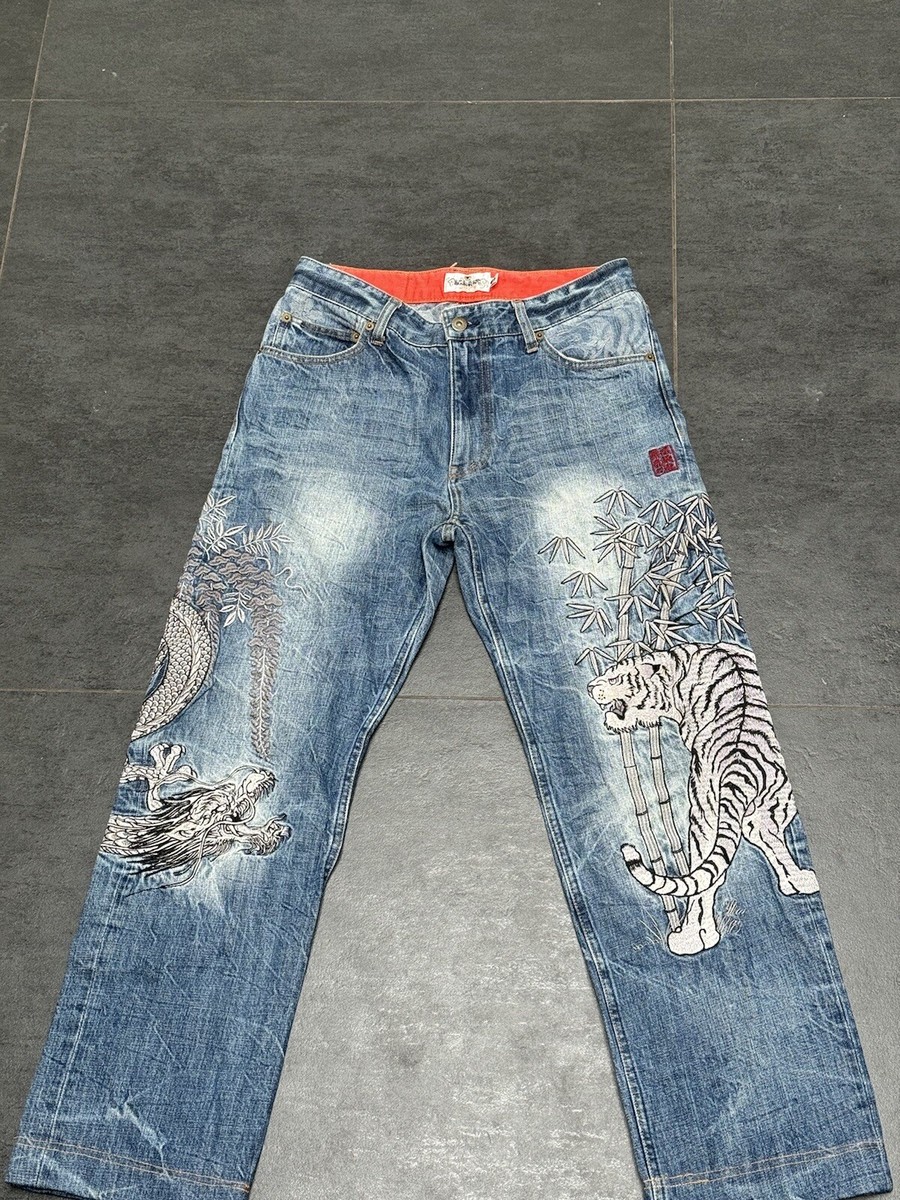 Karakuri Tamashii Men size W30 Denim Jeans Tiger Japan Authentic
