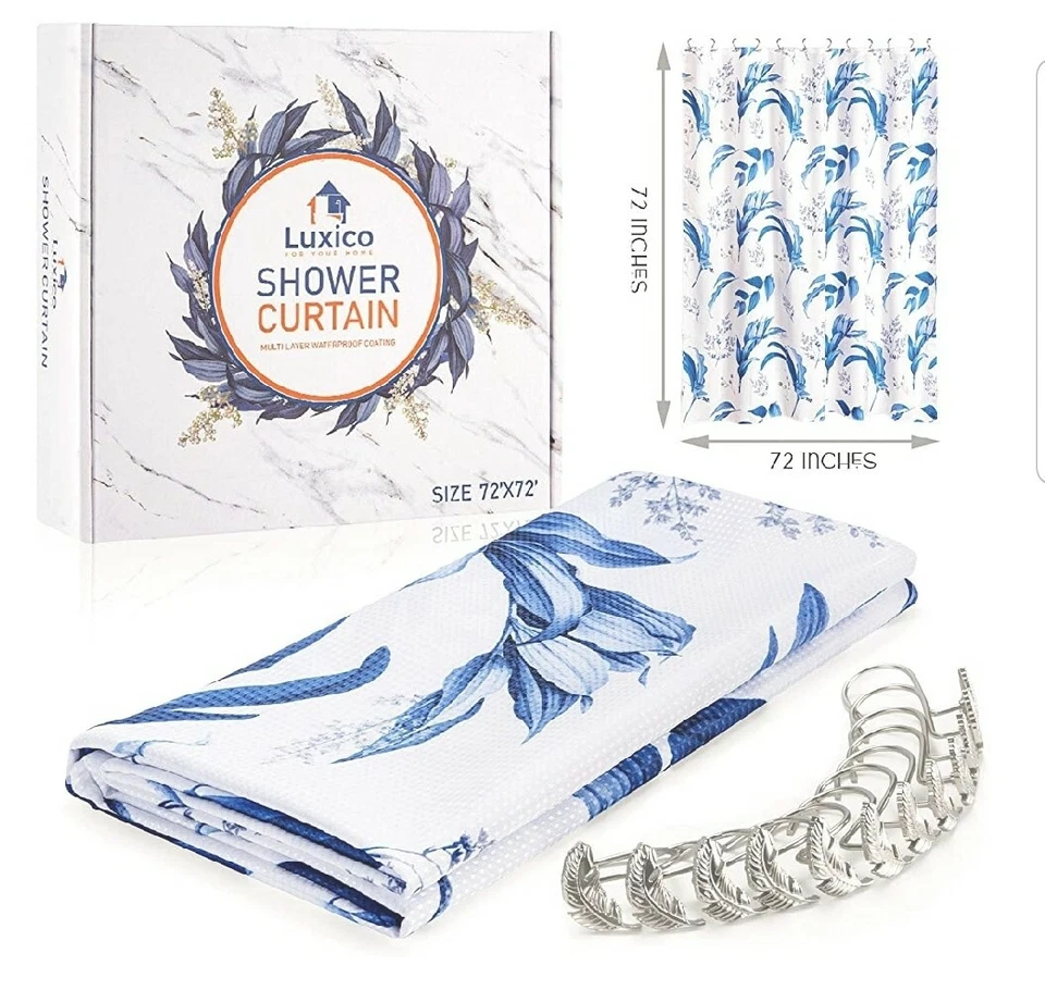 Cortina de ducha de tela floral flores casa de campo  Foto 4 de 4