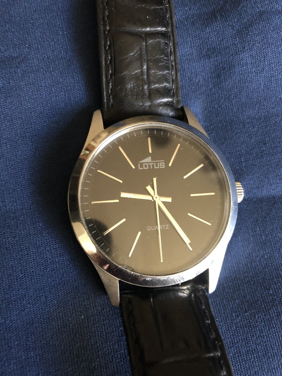 LOTUS 15961 Classic Minimalist Stainless Steel Watch with Leather