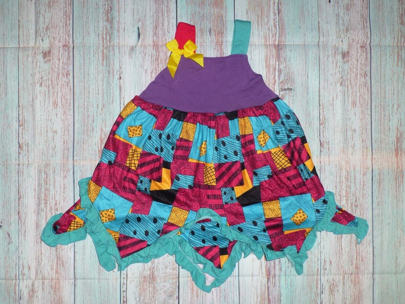 NEW Boutique Nightmare Before Christmas Girls Sleeveless Sally Ruffle Dress 4T