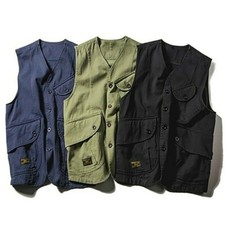 Gilet Uomo Senza Maniche Giacca Militare Con Tasche Vintage Retro Casual