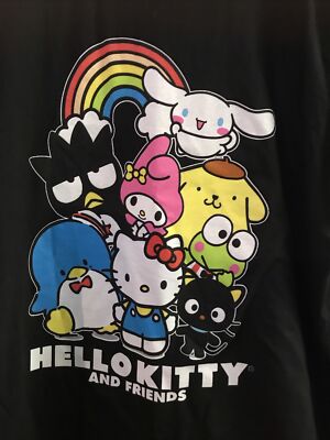 Hello Kitty and Friends Colorful T shirt Black Juniors Size Large
