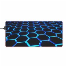 Neon Blue Honeycomb Pattern LED Gaming Mouse Pad