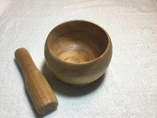Puerto Rican style  Pilon Wooden Garlic herbs Mortar Pestle Set
