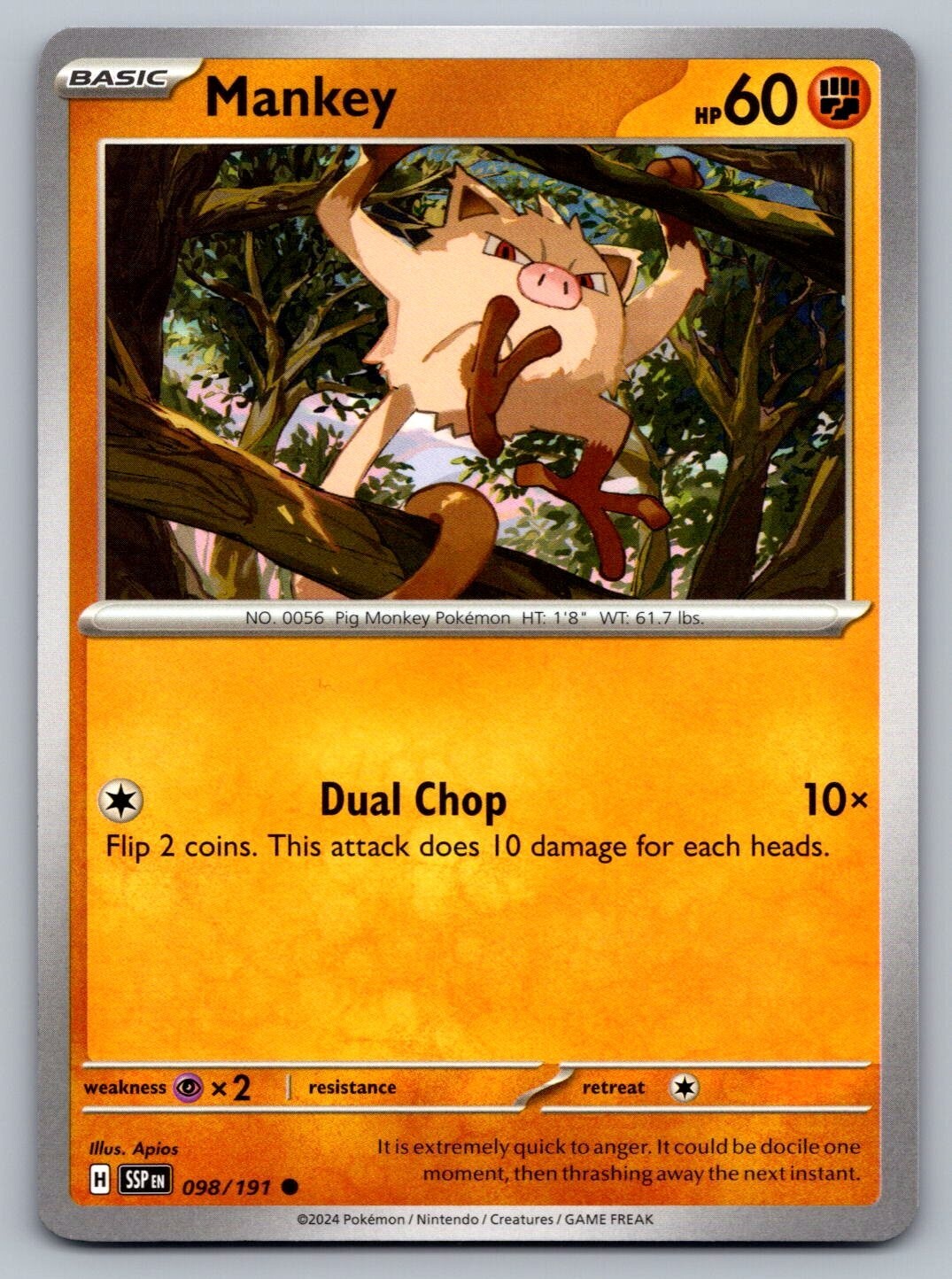 Pokemon TCG Surging Sparks Mankey #98