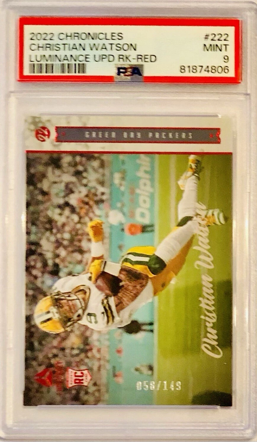 Christian Watson Panini Chronicles Luminance Update Rookies #222 Red
