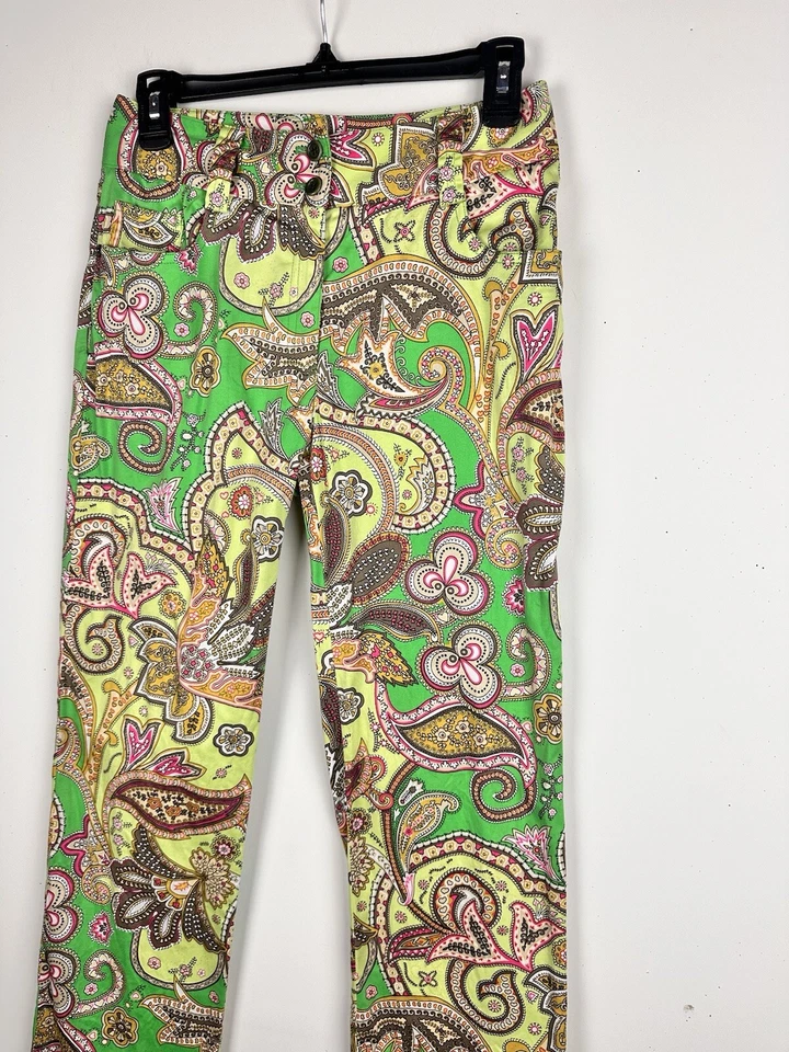Pantalones Etcetera Paisley Rectos Ligeros Verdes Hippie Retro Groovy Años 90 Y2K 0 Foto 3 de 4