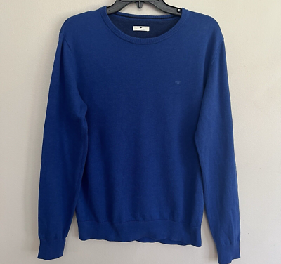 Tom Tailor Sweater Mens M Blue Crew Neck Knit Preppy Cotton