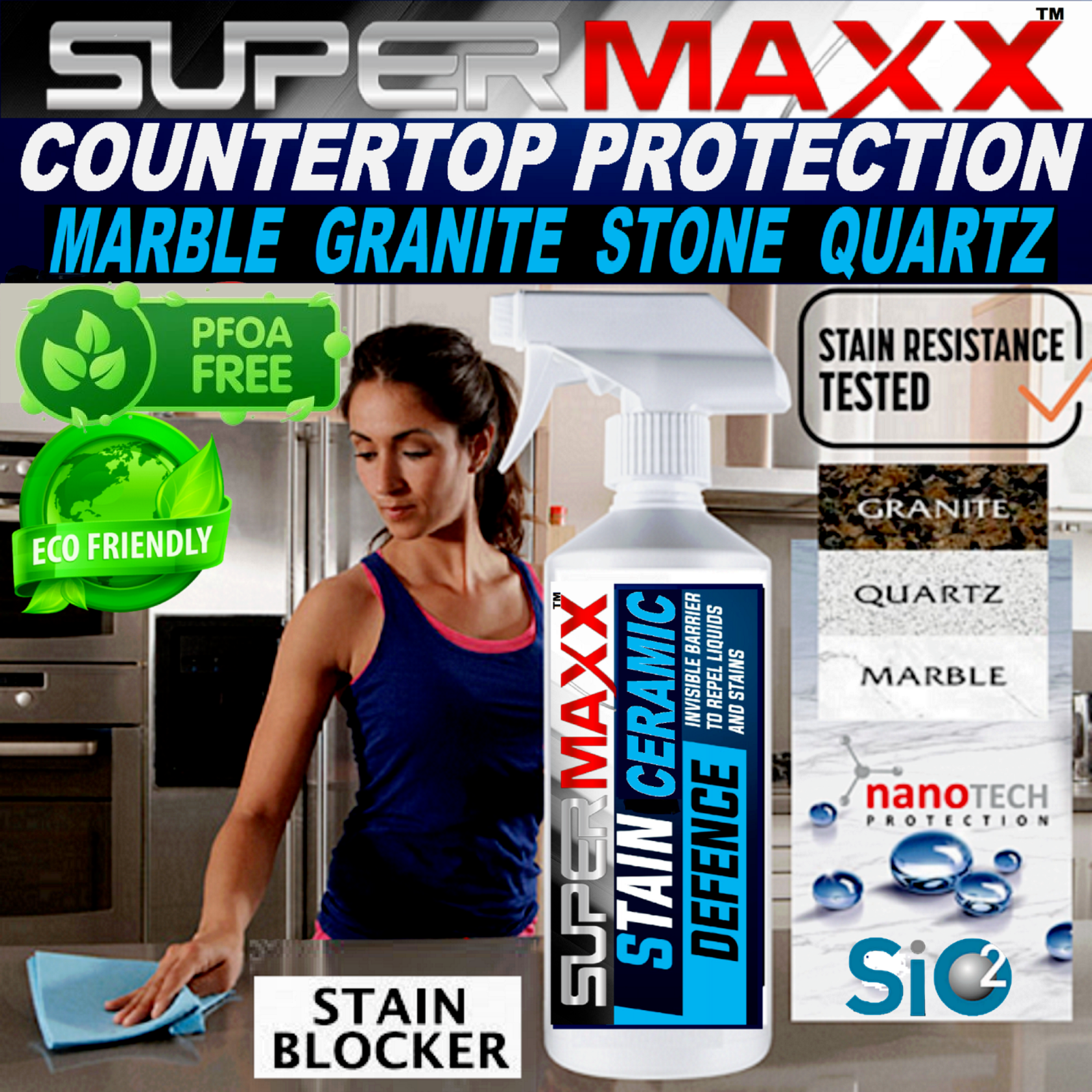 COUNTERTOP SEALER, ALL SURFACE CERAMIC SPRAY GRANITE MARBLE QUARTZ STONE GLASS