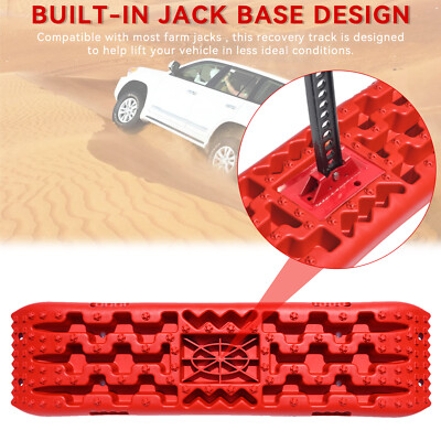 Pair Mud Sand Snow Tire Ladder Off-Road Traction Board Track W/ Jack Base  4WD