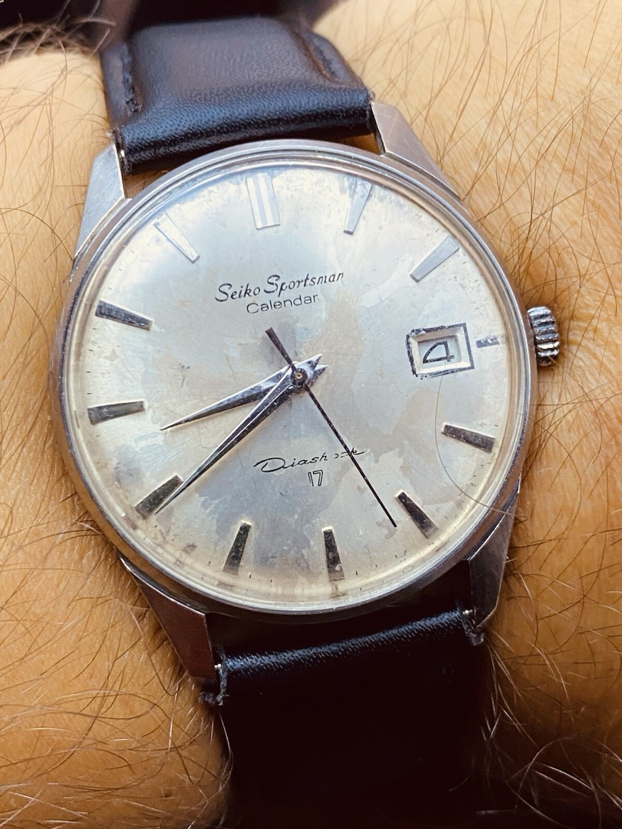 Vintage Seiko Sportsman calendar Diashock 17 jewels #6372 | eBay