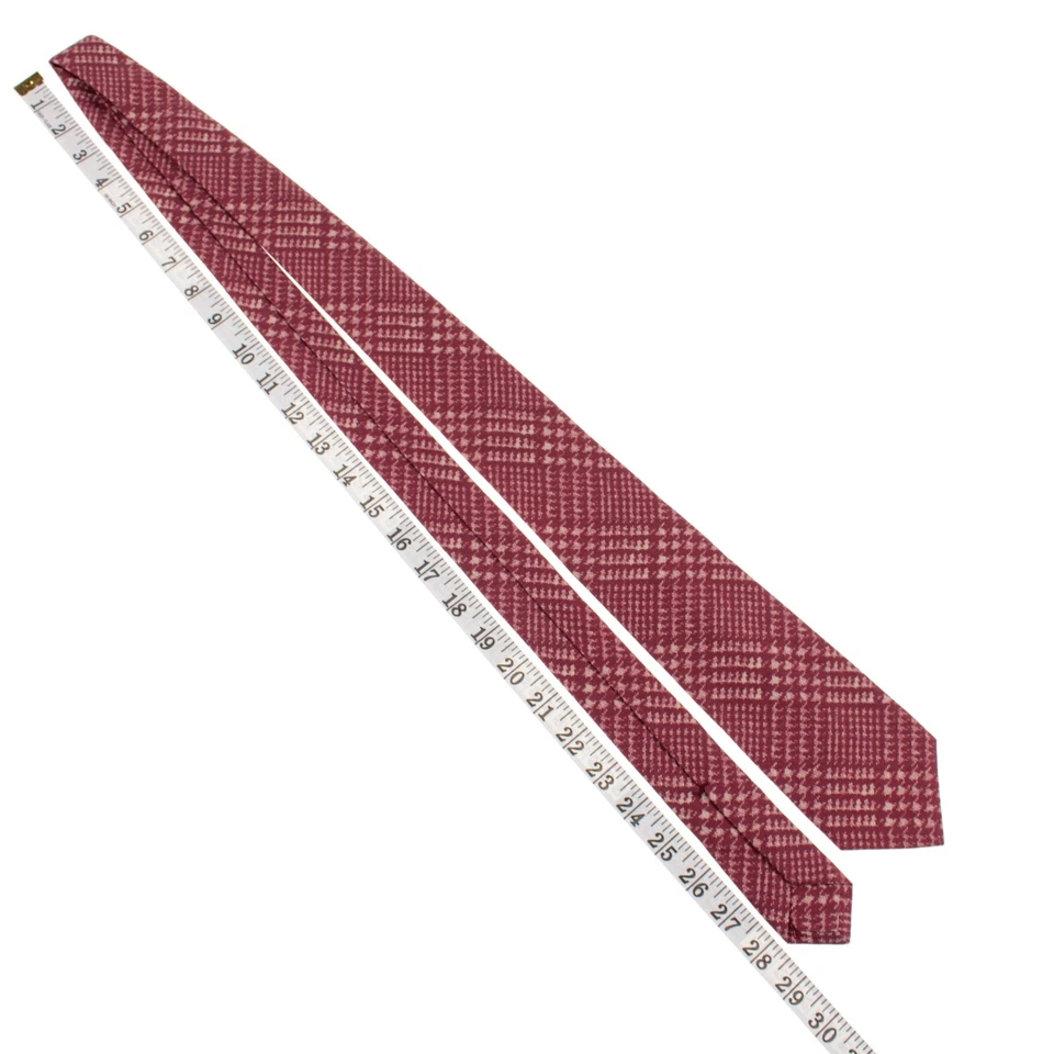 Corbata Kiton nueva sin etiquetas 100 % seda a cuadros borgoña/beige claro hecha en Italia Foto 3 de 4