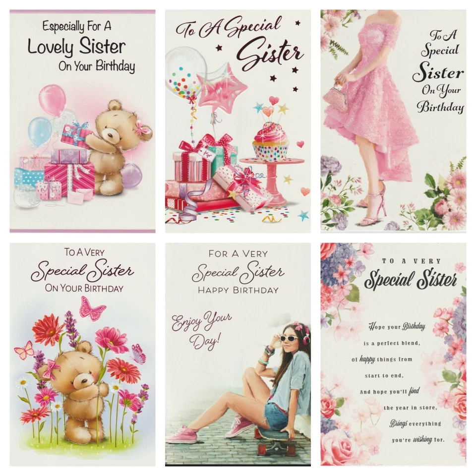 POPPY HILL / NEXT CHAPTER Sister Birthday Card ~ With Love Sister ~ Various Designs