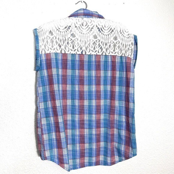 Roxy Plaid Button Down Womens Medium Boho Western… - image 5