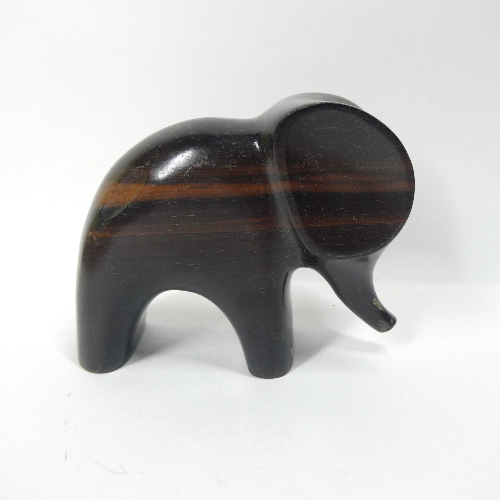 Carved Wooden Elephant Figurine 5" Long Modern MCM Vintage Philippines