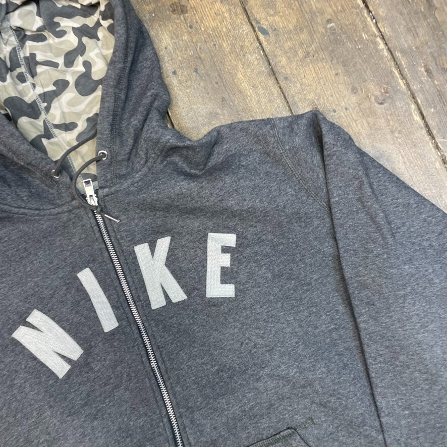 Nike Hoodie Mens Vintage Spellout Full Zip Y2K Training Sweatshirt, Grey, XL image 4