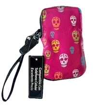 Skulls Wristlet Tote Small Wallet Purse Women Clothing Cell Phone Accessory