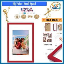 Red 11x17 Picture Frame with Plexiglass Wall Mount Modern Engineered Wood