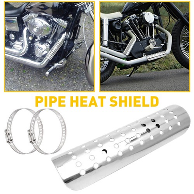 #ad #ad Universal Guard Pipe Motorcycle Silver Shield Fit Bike Heat Kawasaki Dirt Honda $14.24