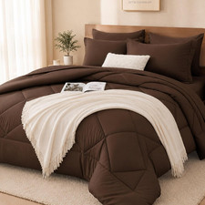 Queen 7-Piece Comforter Set, Brown All-Season Bedding with OEKO-TEX Certificatio