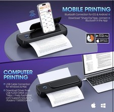 Portable Thermal Printer Wireless USB 2"/3"/4"/8"/8.5" H2
