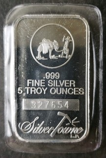 SilverTowne 5oz Silver Prospector Bar in Plastic
