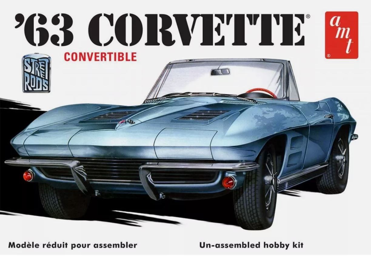 Maquette CHEVROLET Corvette Cabriolet 1963 AMT 1/25 à monter et peindre