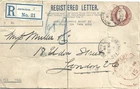 GB 1908 3d Reg'd Cover from Broadheath Altringham to London