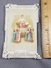 Antique Holy Prayer Card Victorian Lace Child Jesus Christian C17
