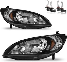Headlights for 2004-2005 Honda Civic 2/4Door Headlamp Repl Bulbs included