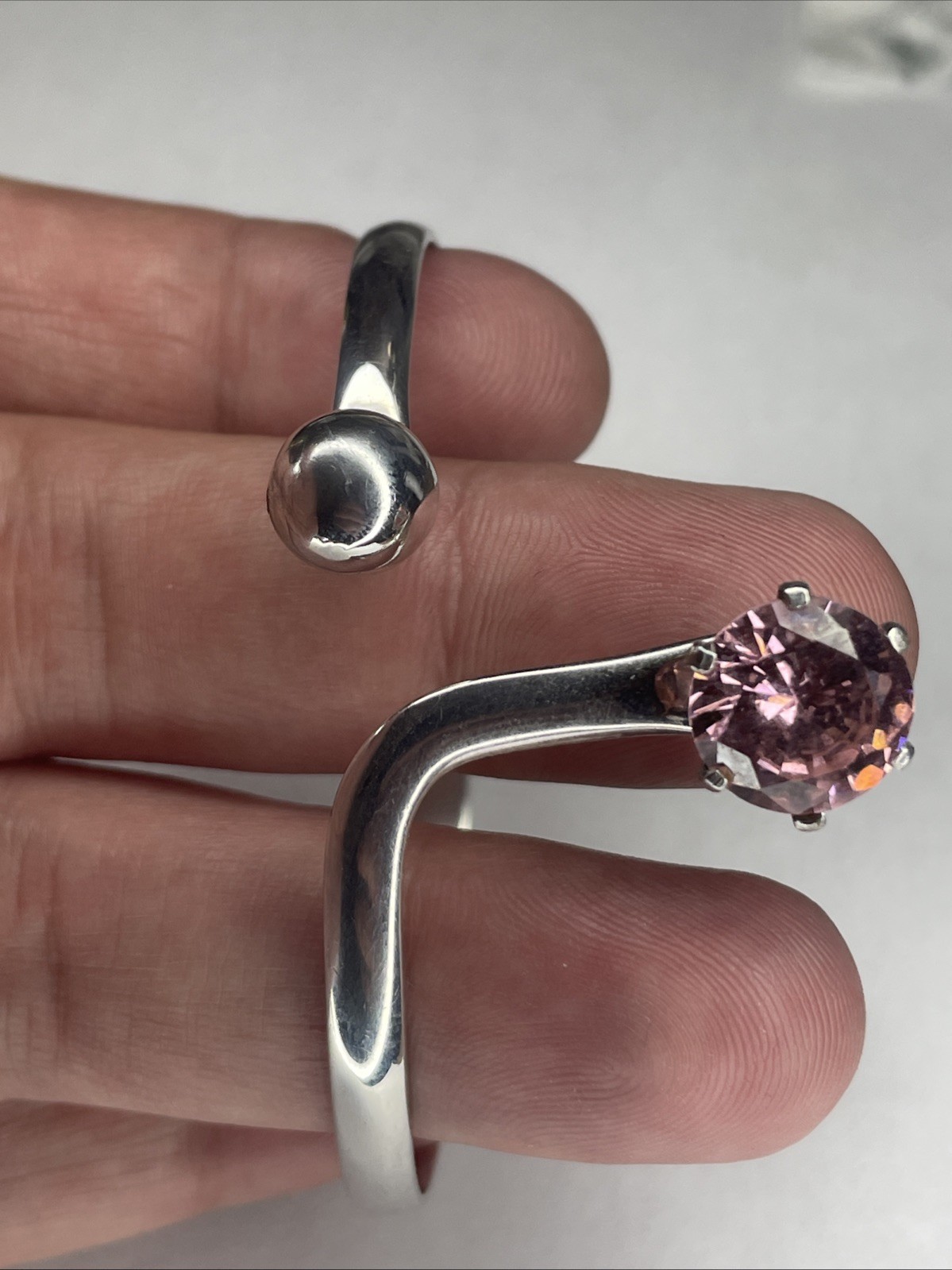 Solid Sterling 6.75” Toggle Cuff With Pink 16+ Gr… - image 4